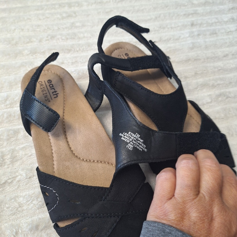 Earth Origins Etbirdine Suede Leather Slingback Sandals Womens 7M Black Granola - Picture 5 of 10